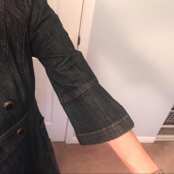 GUESS Long Denim Double Breasted Dress Jacket Stretch M - Picture 12 of 16